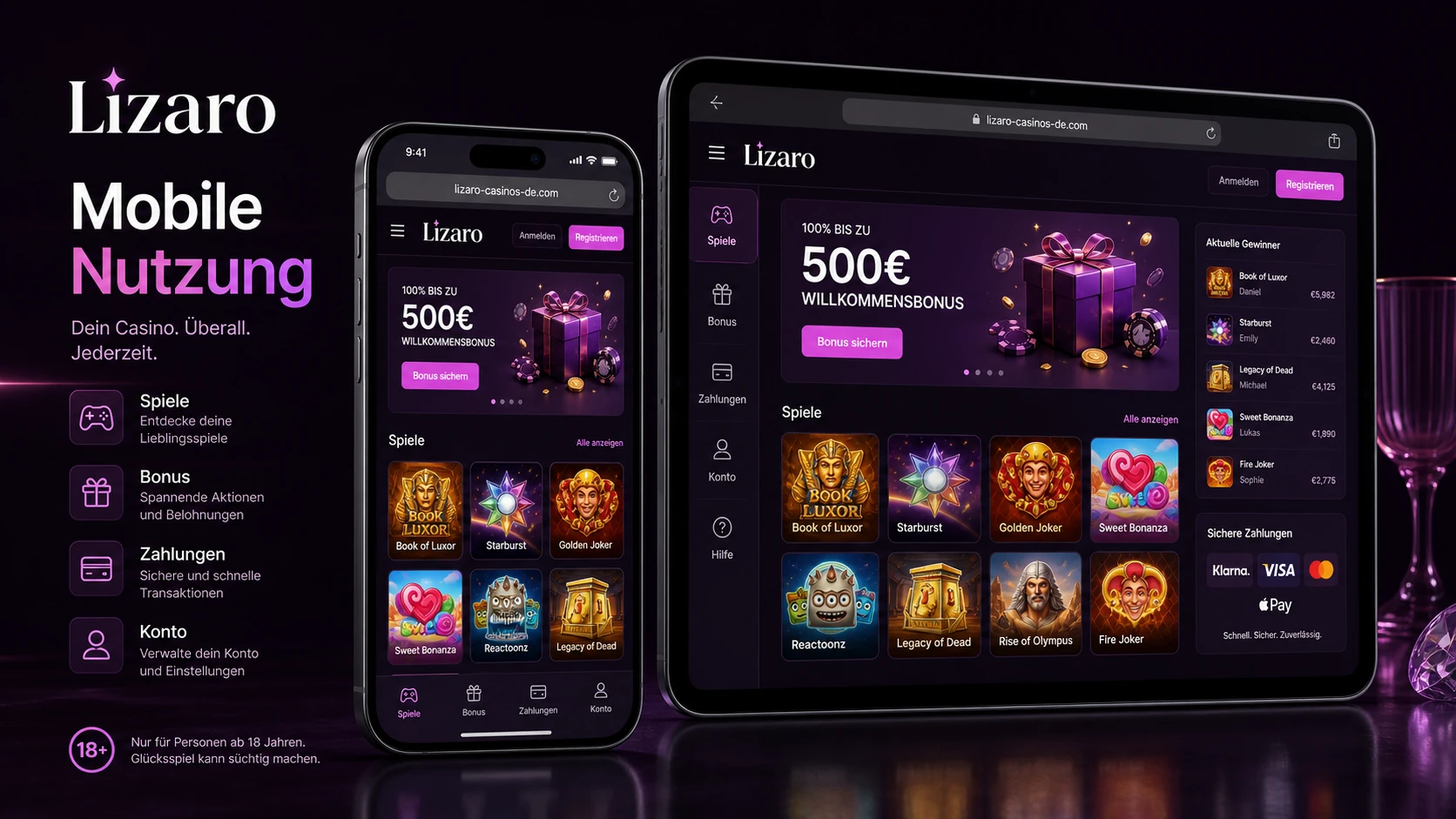 Lizaro Casino App und mobile Nutzung