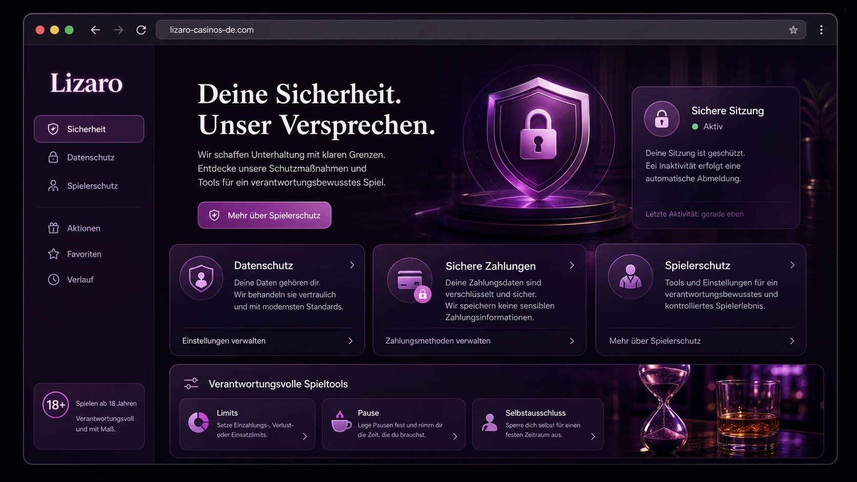 Sicherheit, Datenschutz und Spielerschutz